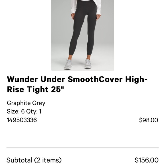 Lululemon Bra Size 8 and Leggings Size 6 Set Graphite Grey - Picture 5 of 6